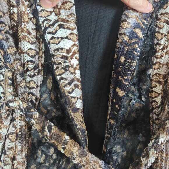 Alberto Makali Faux Fur Trim Open Front Cardigan Missoni Jacket With Belt Size M - Picture 7 of 12